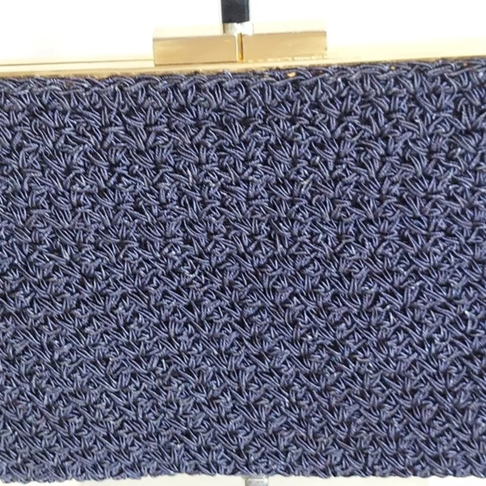 Vintage Jacobson's Navy Blue Macrame Bag Chain Shoulder Bag Kiss Lock Closure - Picture 5 of 13
